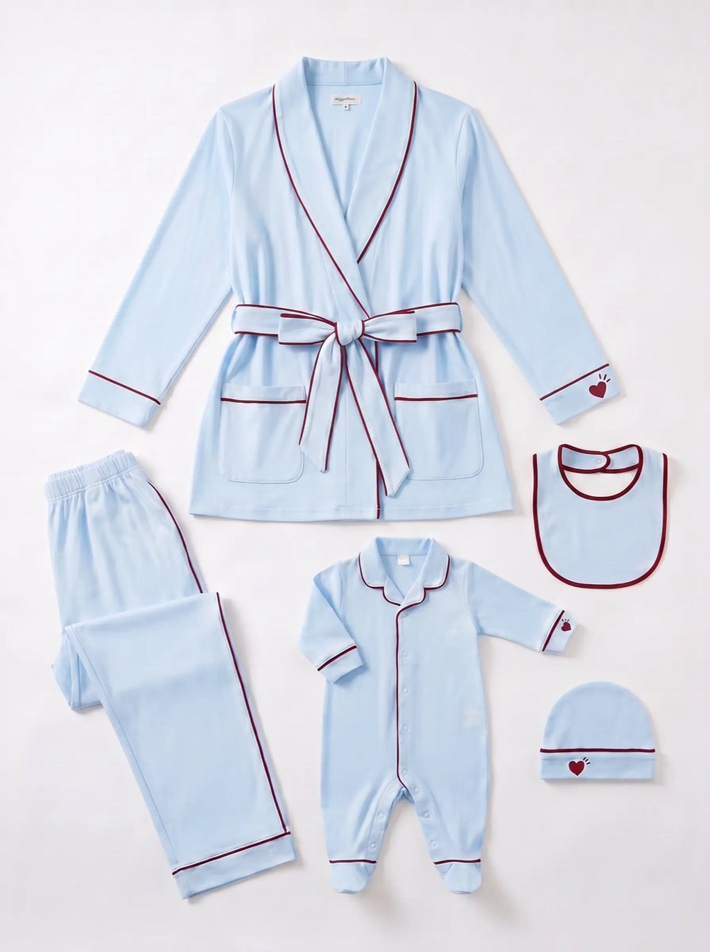Coffret kimono bleu 5 pièces à plat Cœur à Cœur Paris
